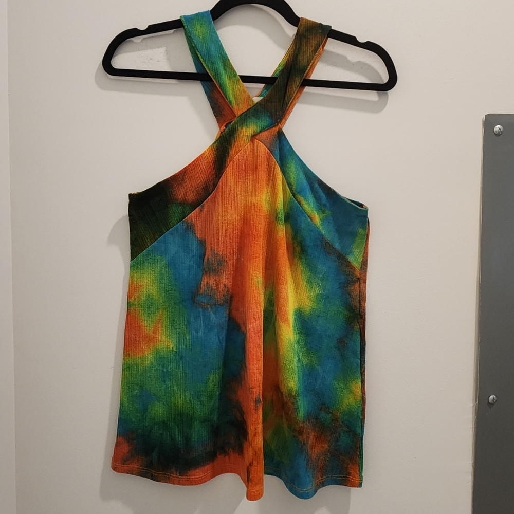Rainbow Tie-Dye Halter Top